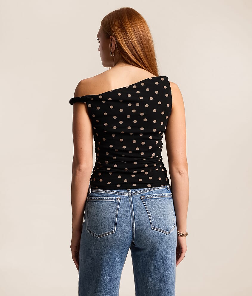 Twisted Polka Dot Mesh Top - thumbnail 6