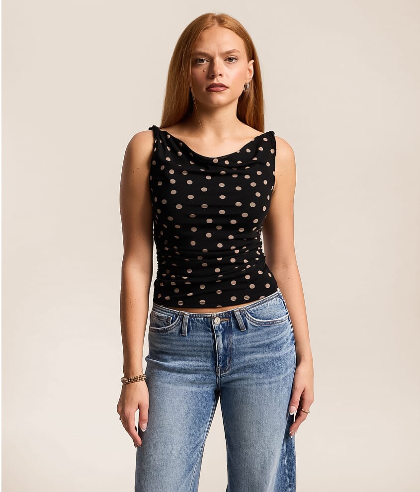 Twisted Polka Dot Mesh Top - thumbnail 5