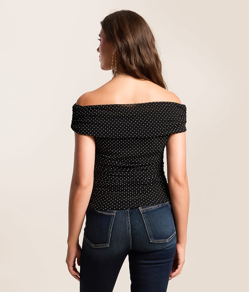 Polka Dot Off The Shoulder Top - thumbnail 3