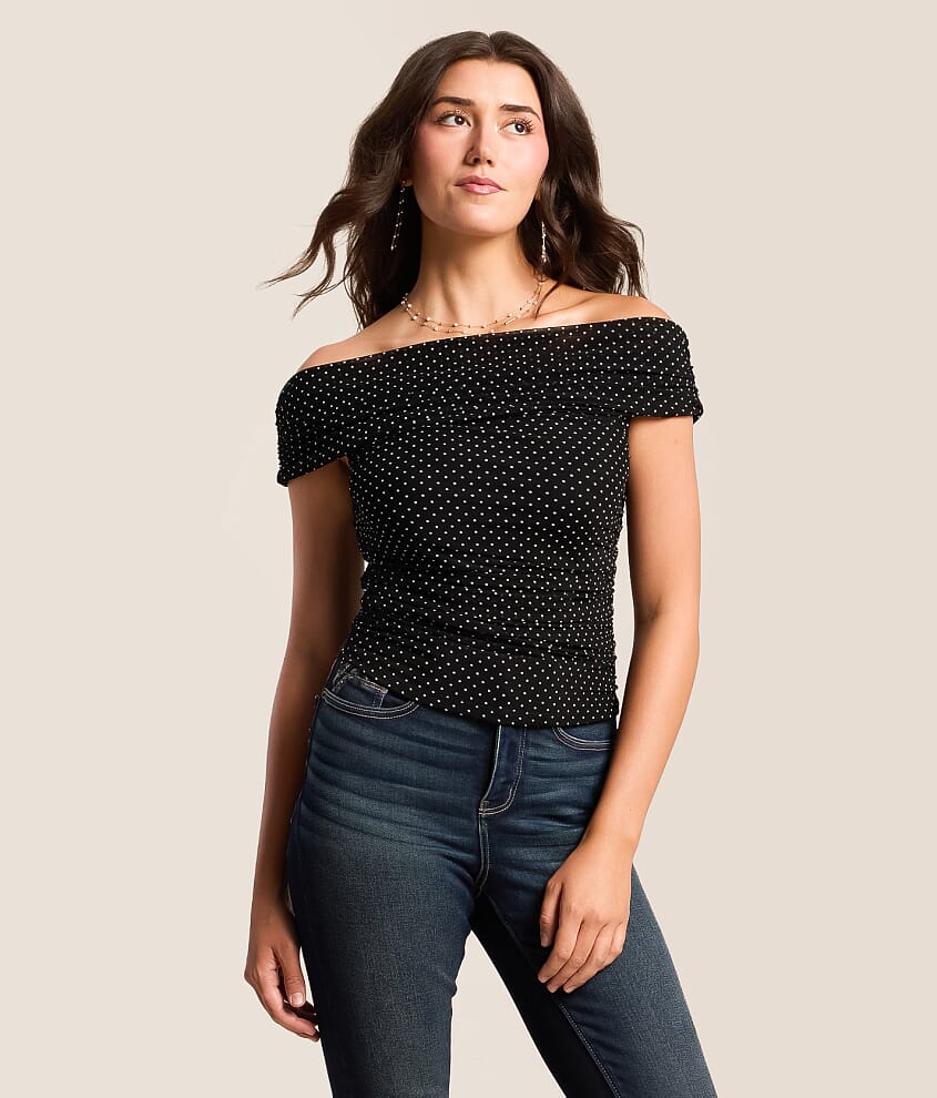 Polka Dot Off The Shoulder Top