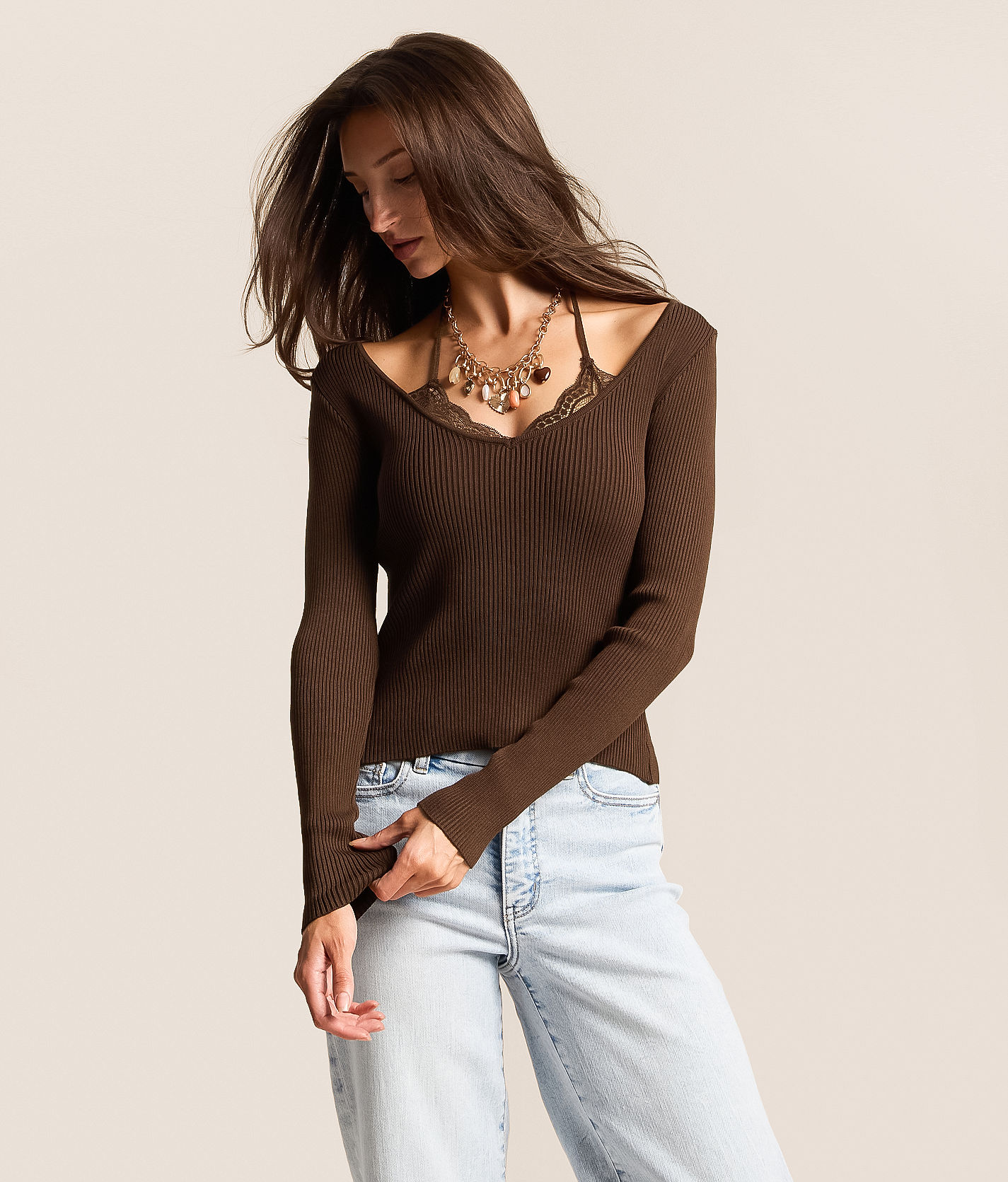 The Workshop Lace Layered Halter Top - Women