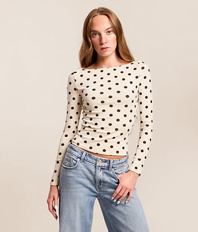 Polka Dot Boatneck Top