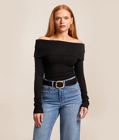 Off The Shoulder Cropped Sweater