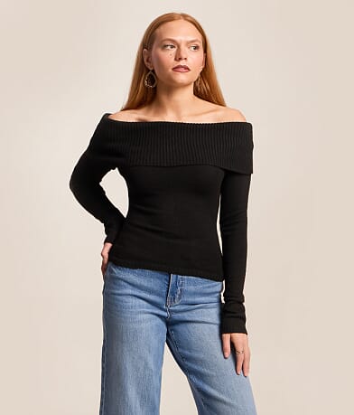 Off The Shoulder Cropped Sweater thumbnail 2
