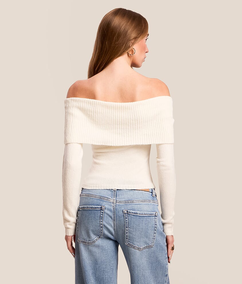Off The Shoulder Cropped Sweater - thumbnail 2