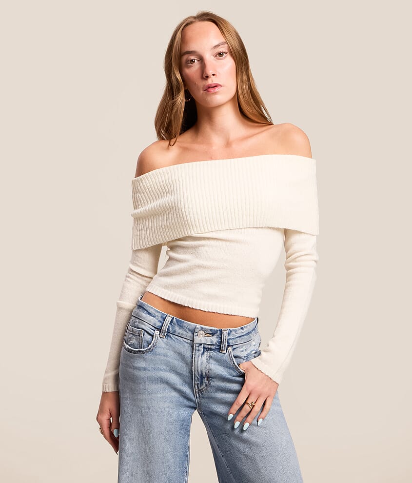 Off The Shoulder Cropped Sweater