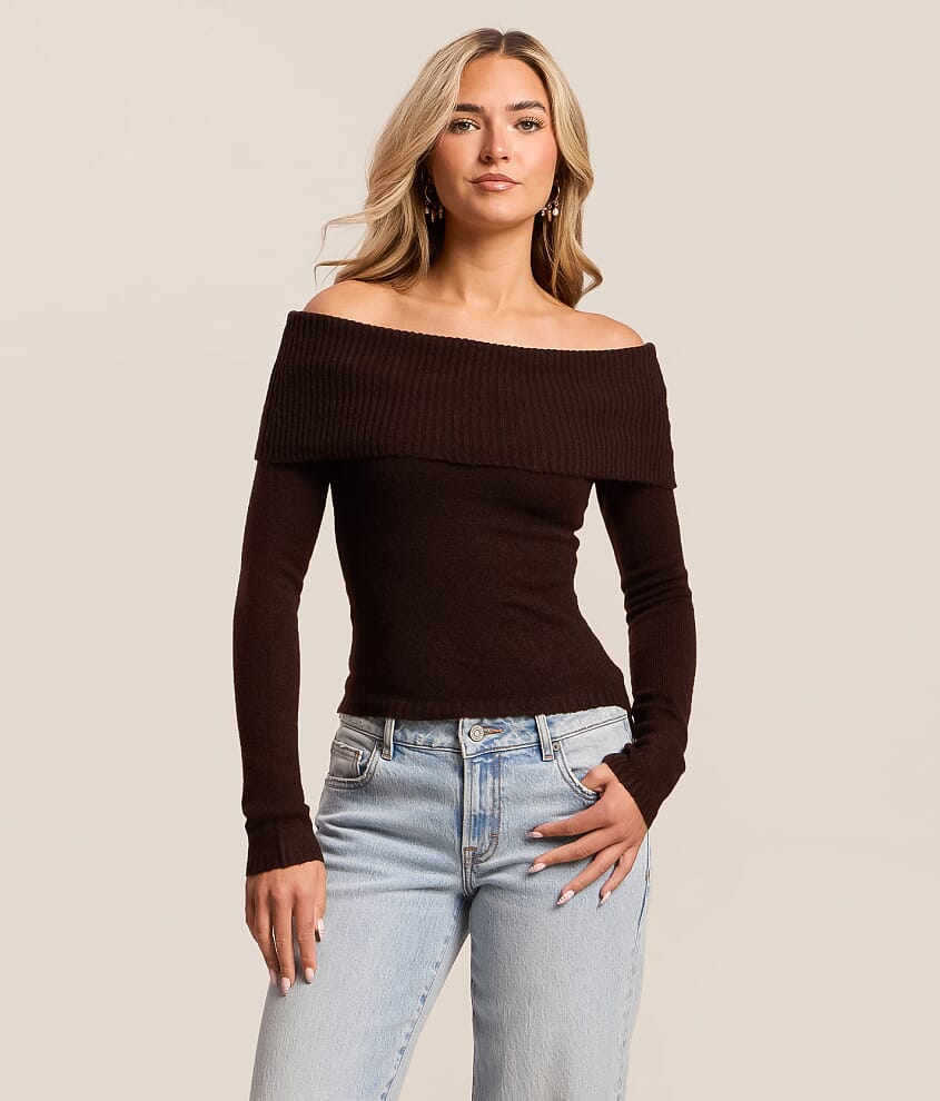Off The Shoulder Cropped Sweater - thumbnail 9