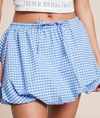 Dakota Blue Gingham Bubble Mini Skirt misc detail 1 view