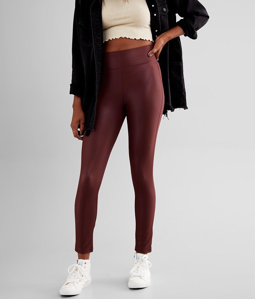 BKE High Rise Faux Leather Stretch Legging front view