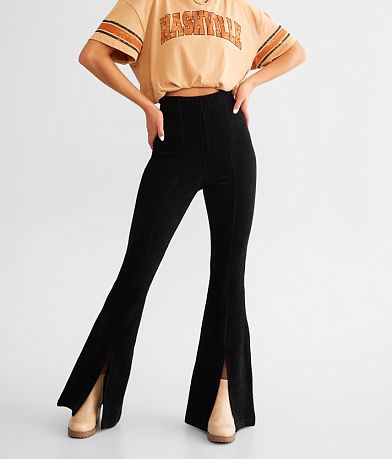 Buckle Black Pull On Flare Stretch Pant - Women's Pants in Black