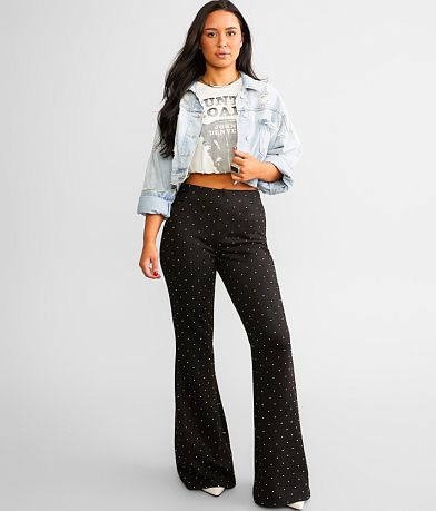 Willow &amp; Root Rhinestone Faux Suede Flare Stretch Pant misc detail 1 view