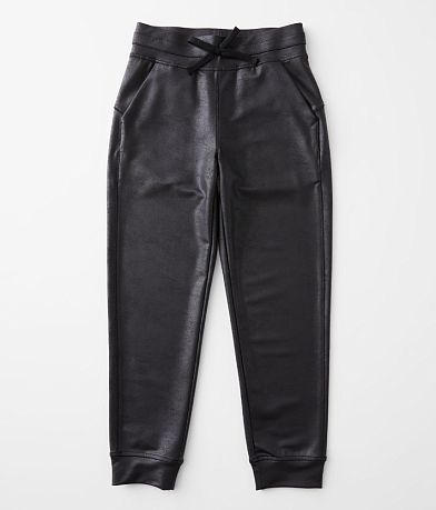 Modish Rebel Girls - Faux Leather Joggers front view
