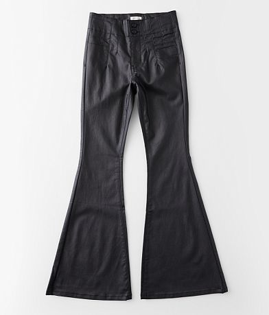 Modish Rebel Girls - Faux Leather High Rise Flare Pant front view