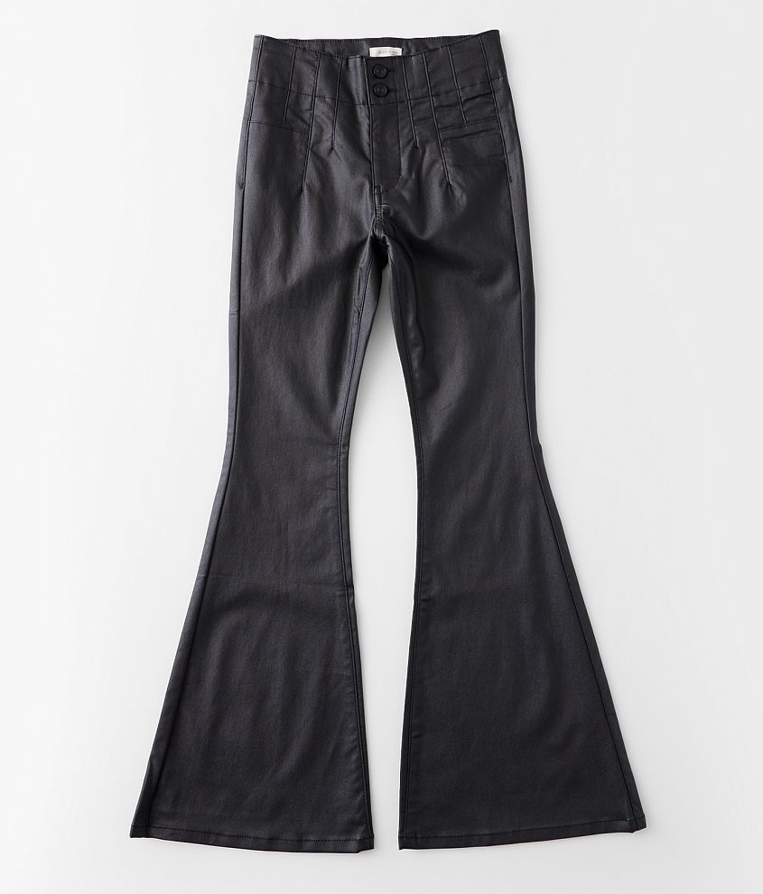 Girls - Modish Rebel Faux Leather High Rise Flare Pant front view