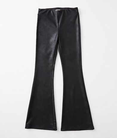 Modish Rebel Girls - Faux Leather High Rise Flare Pant front view