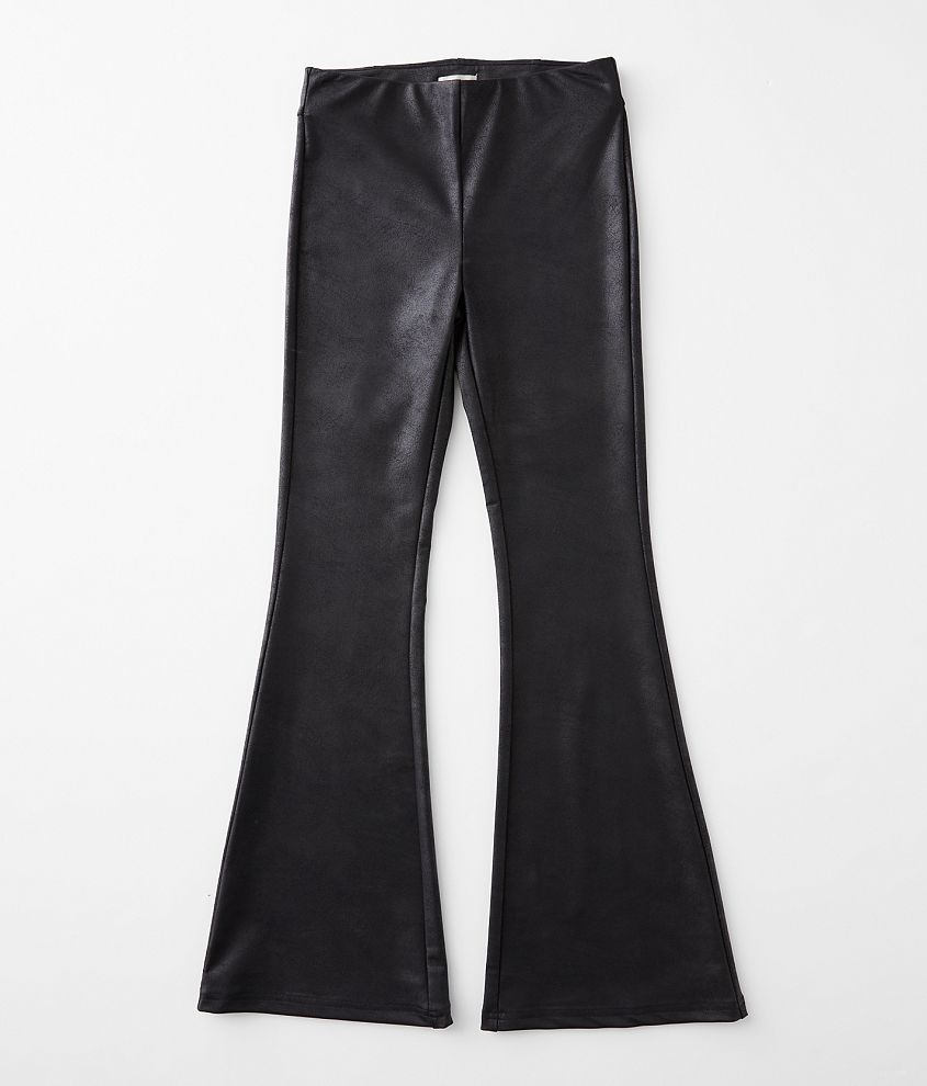 Girls - Modish Rebel Faux Leather High Rise Flare Pant front view