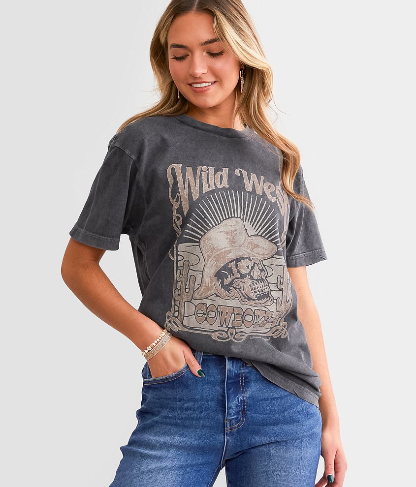 Bohemian Cowgirl Wild West Cowboys T-Shirt front view