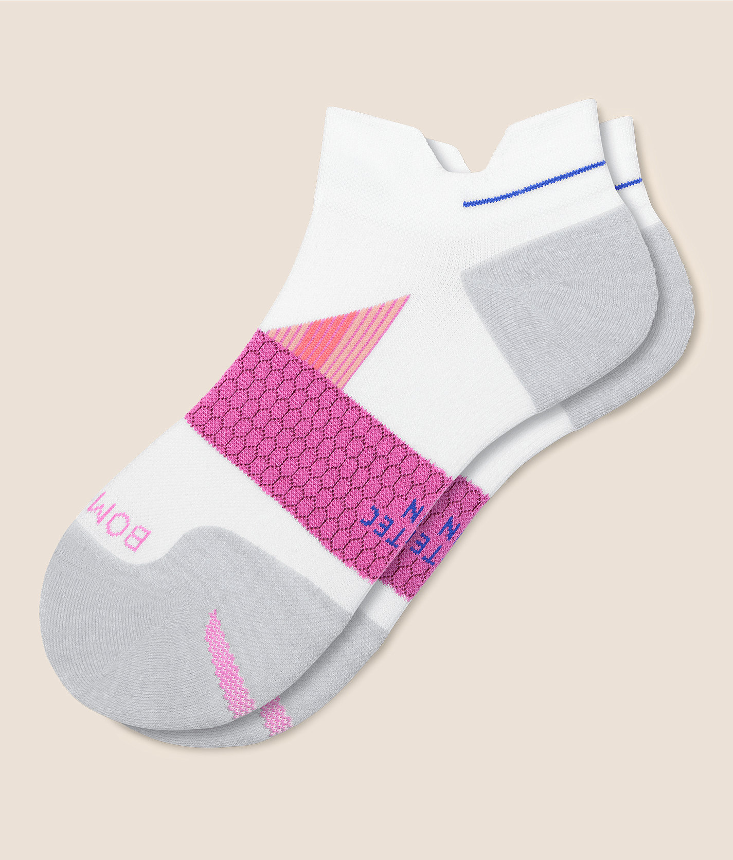 Bombas 3-Pack Women's Performance Ankle Socks – Pink/White/Black Mix – Large, Cushioned