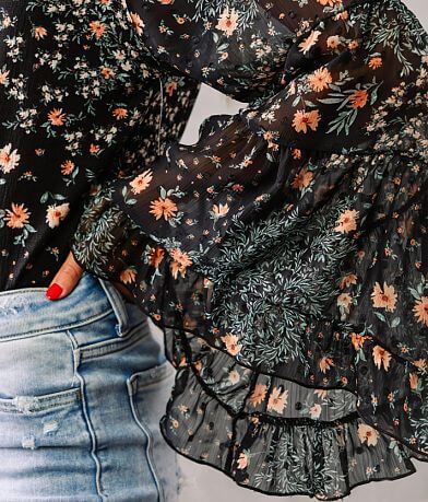 Willow &amp; Root Floral Bell Sleeve Boho Top MISC_DETAIL_1