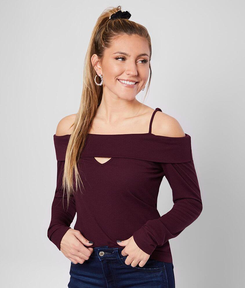 Ribbed cold best sale shoulder top