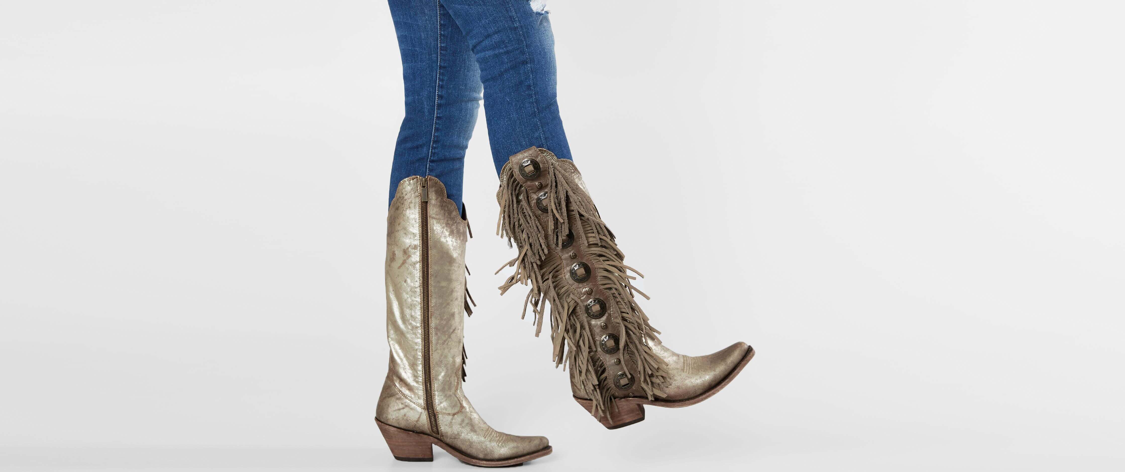 black cowboy boots with fringe