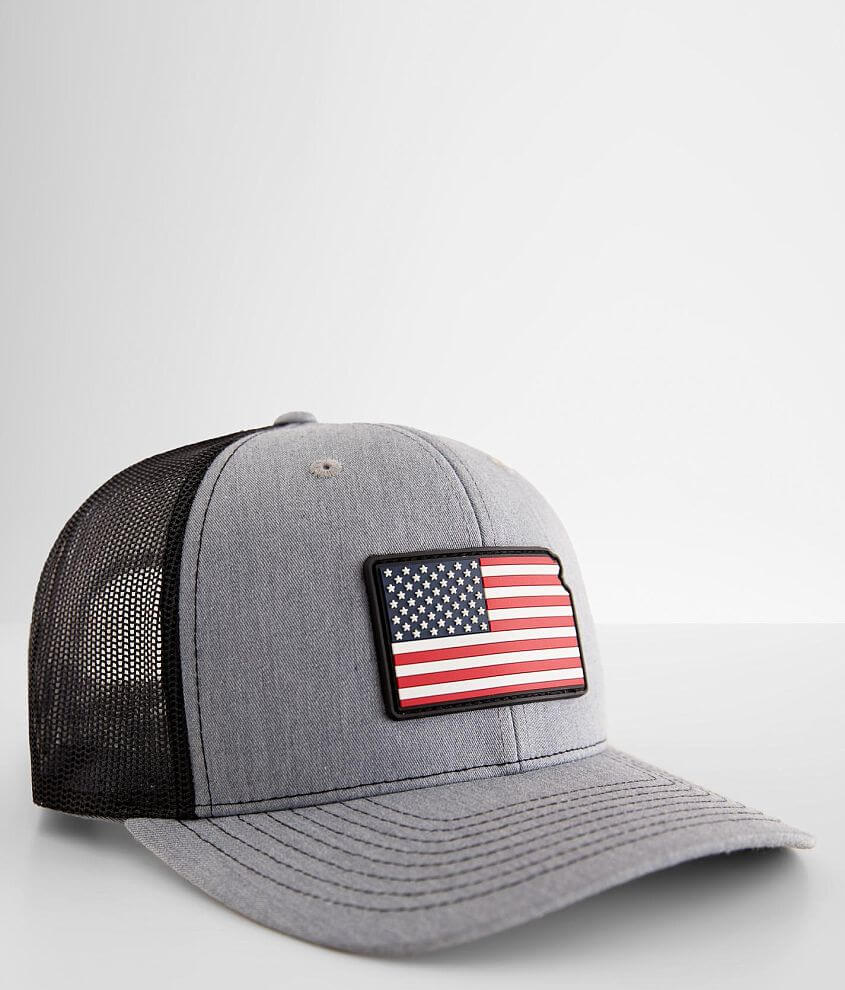 Kansas - State Flag Hats Grey & White Trucker