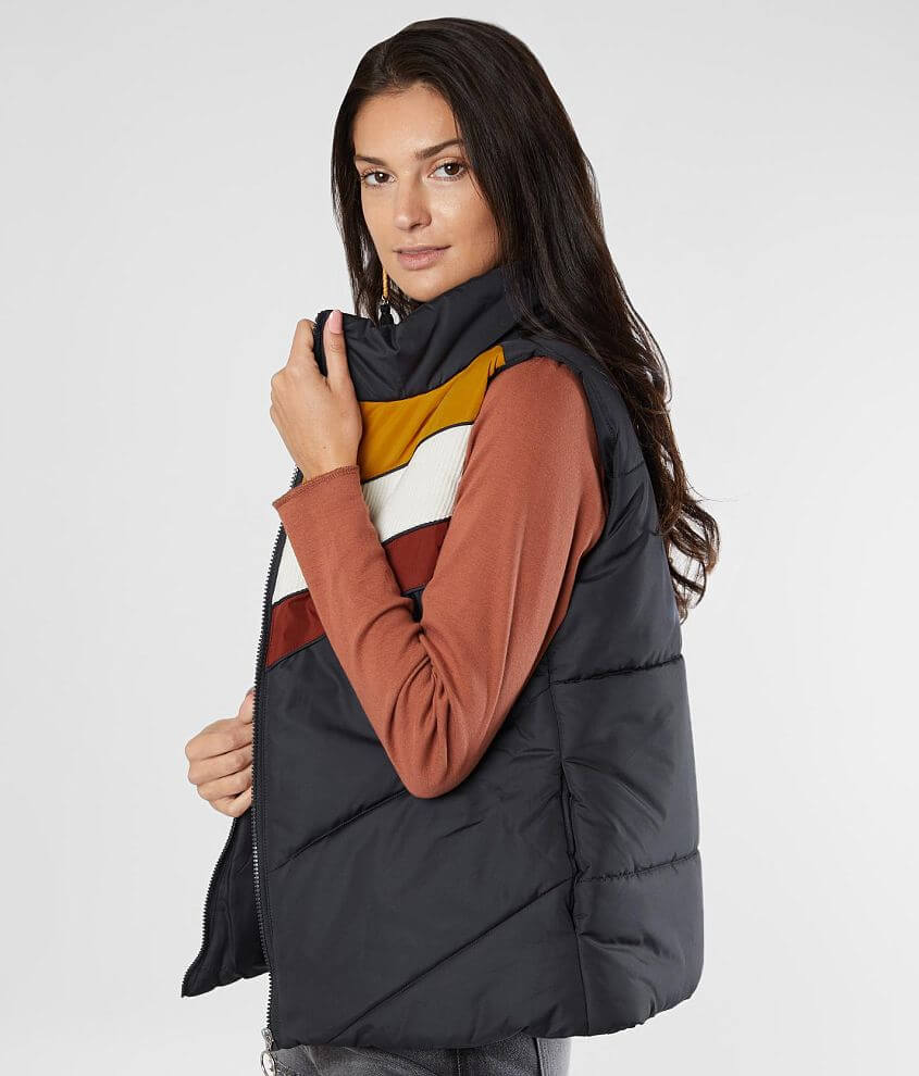 BKE Vintage Chevron Puffer Vest front view