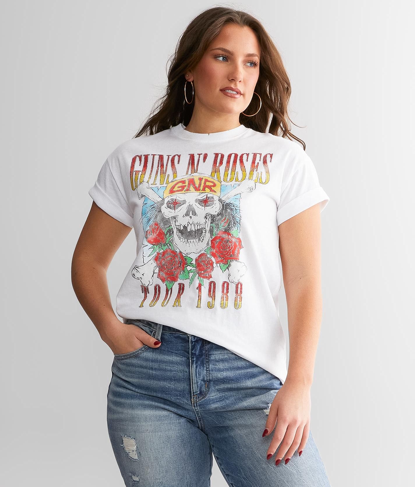 inflation Modsigelse hagl Guns N' Roses Band T-Shirt - Women's T-Shirts in White | Buckle