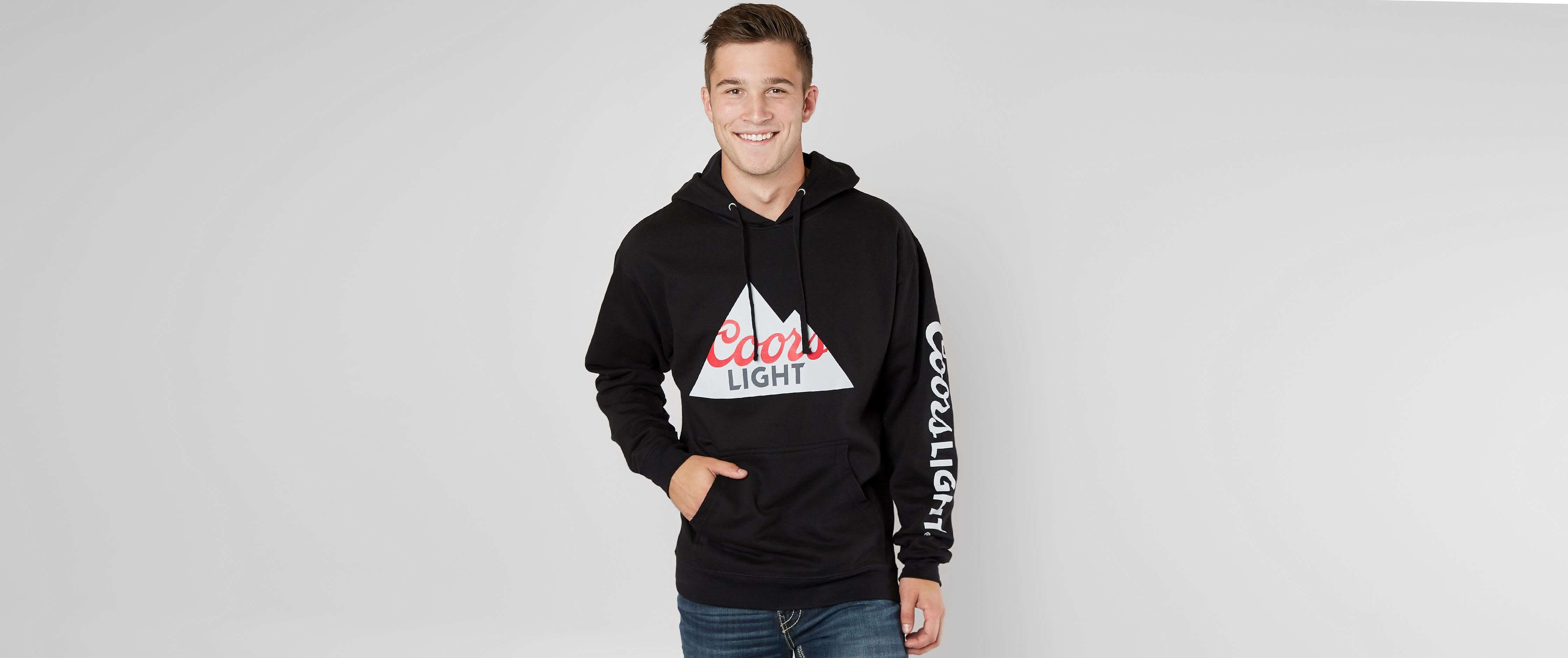 coors light sweatshirt with beer pouch