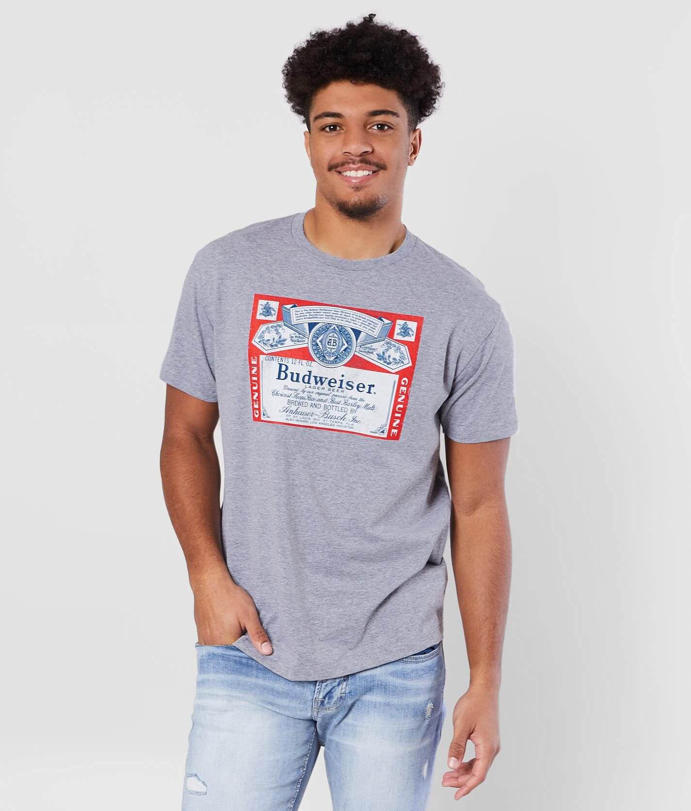 Brew City Budweiser® Men's T-Shirts in Heather Grey Buckle