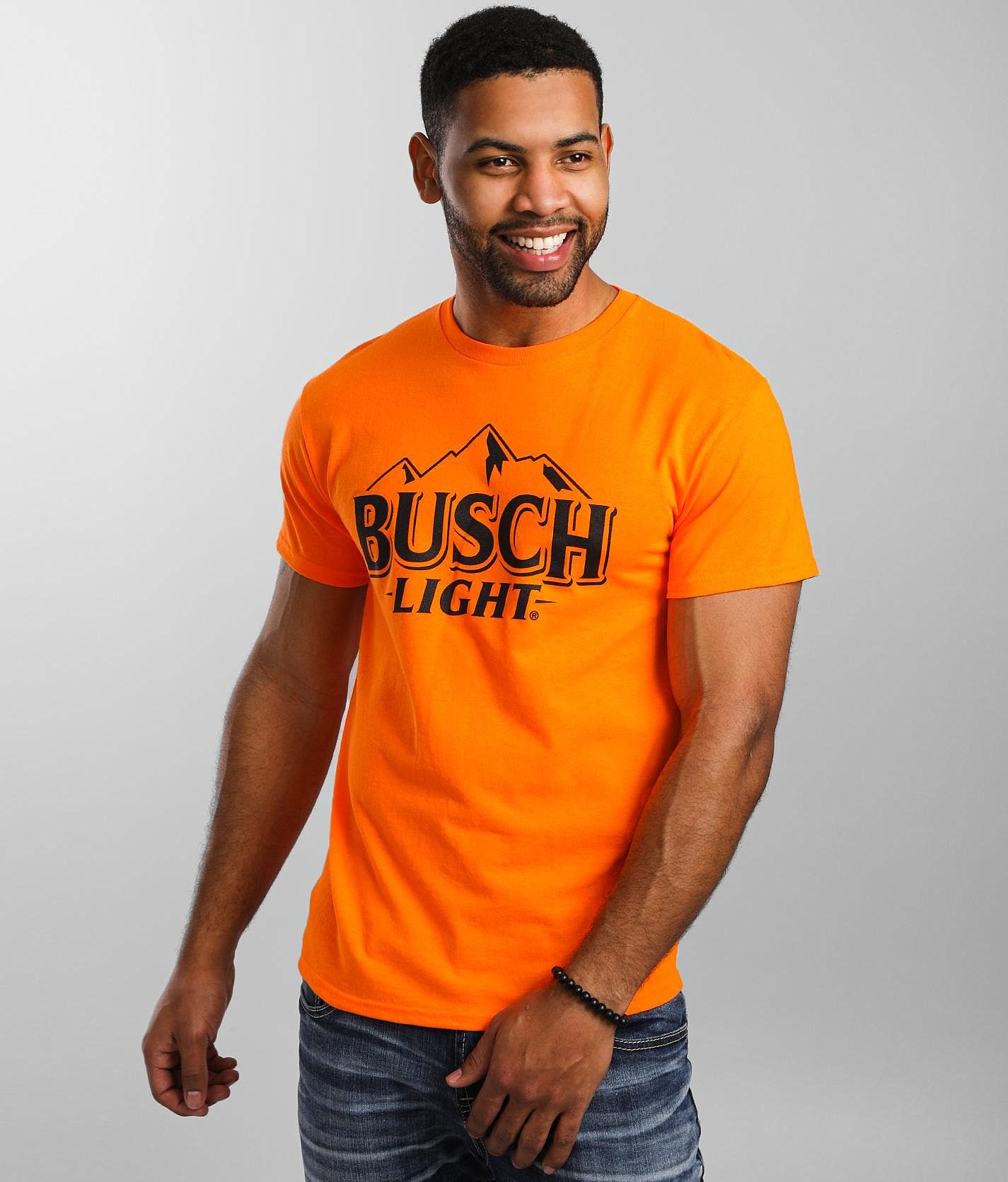 Busch Light Beer T Shirt Orange Busch Light Beer Tee Acid Wash Beer Tee Busch Light Bleached Tee Beer Tee Bleached Beer Tee