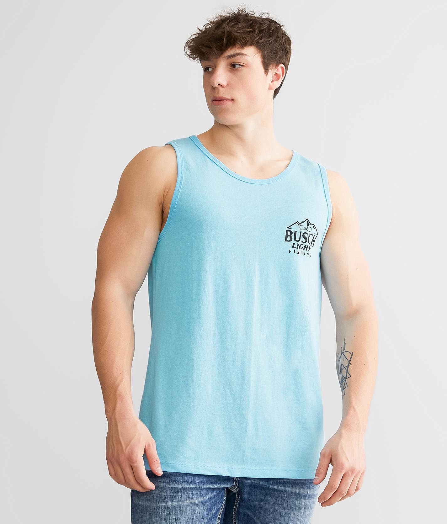 Brew City Busch Light Fishing Tank Top - Turquoise Large, Men's
