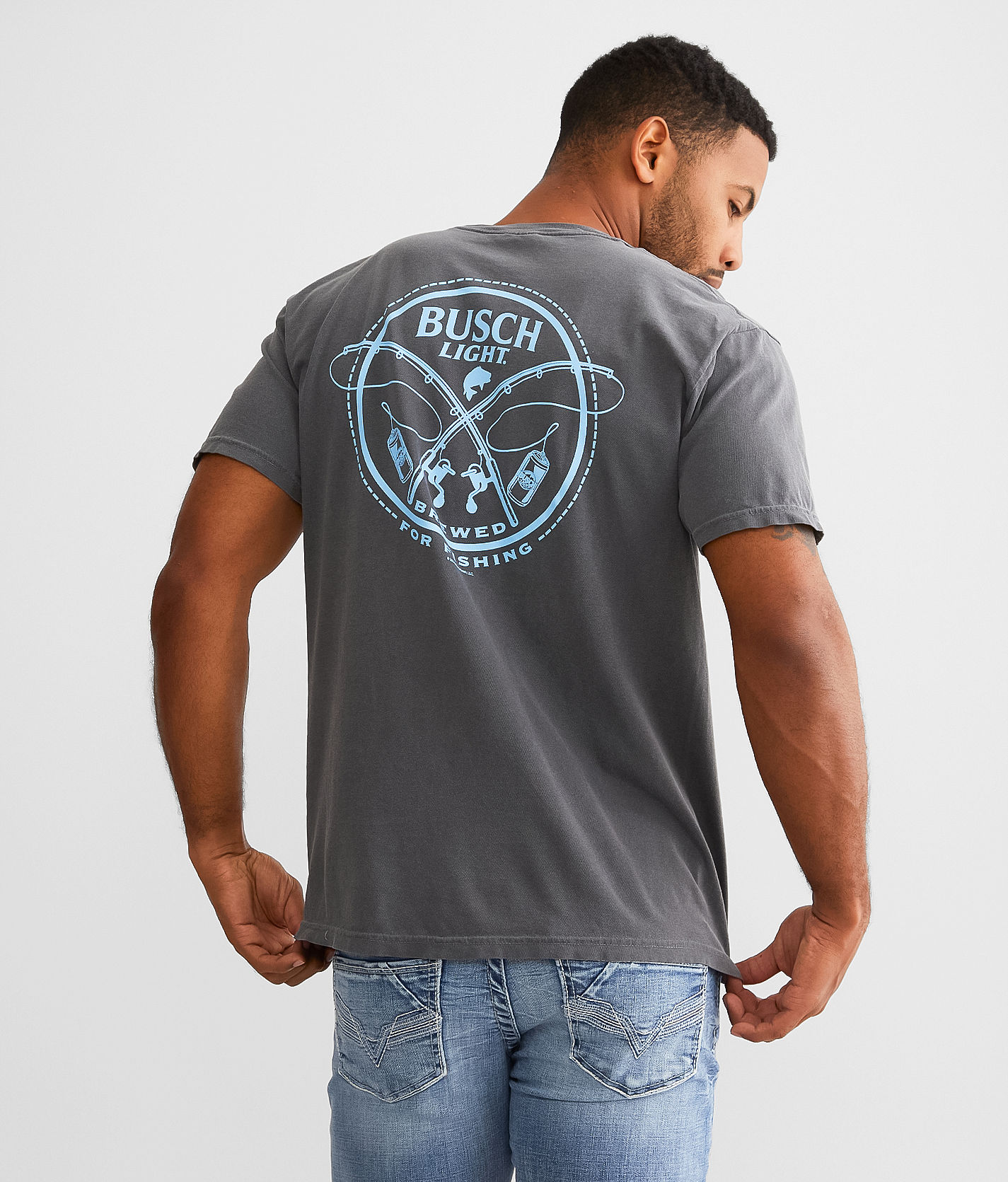 Brew City Busch Light Fishing T-Shirt - Grey Large, Men's