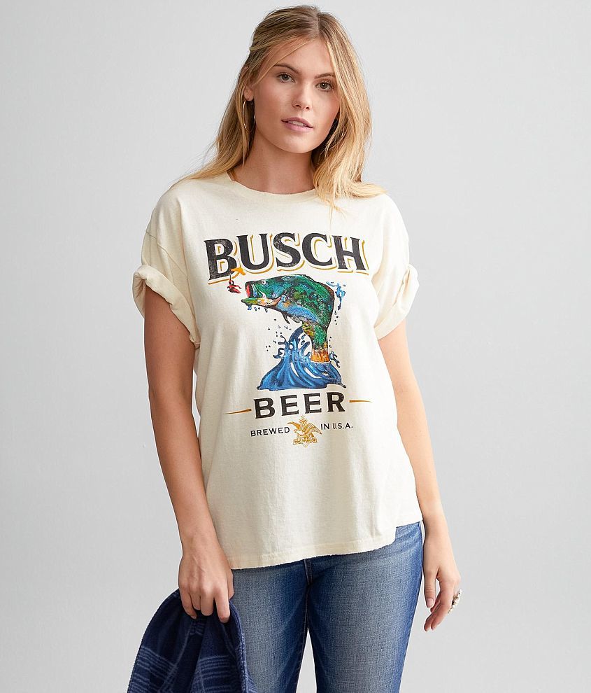 Brew City Busch Fishing T-Shirt - Cream Small, Women's