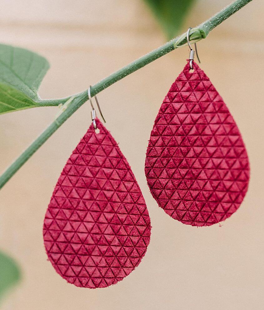 Briar Rose Textured Leather Earring front view
