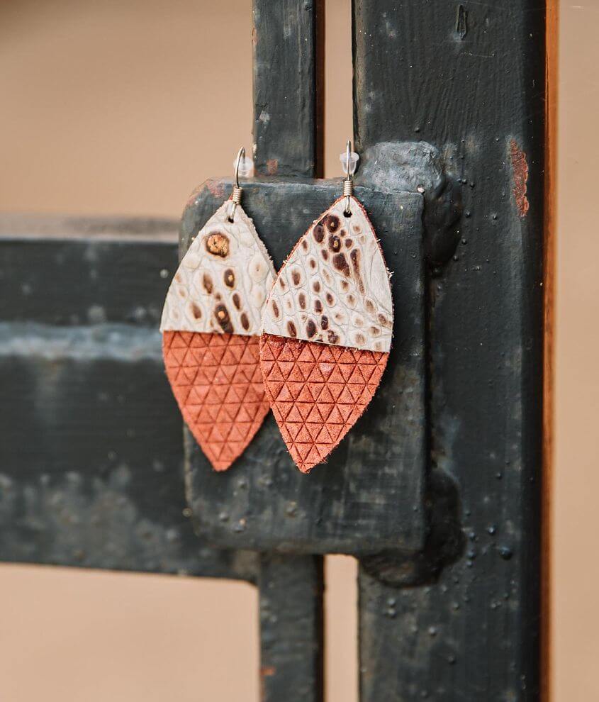 Briar Rose Stacked Leather Earring front view