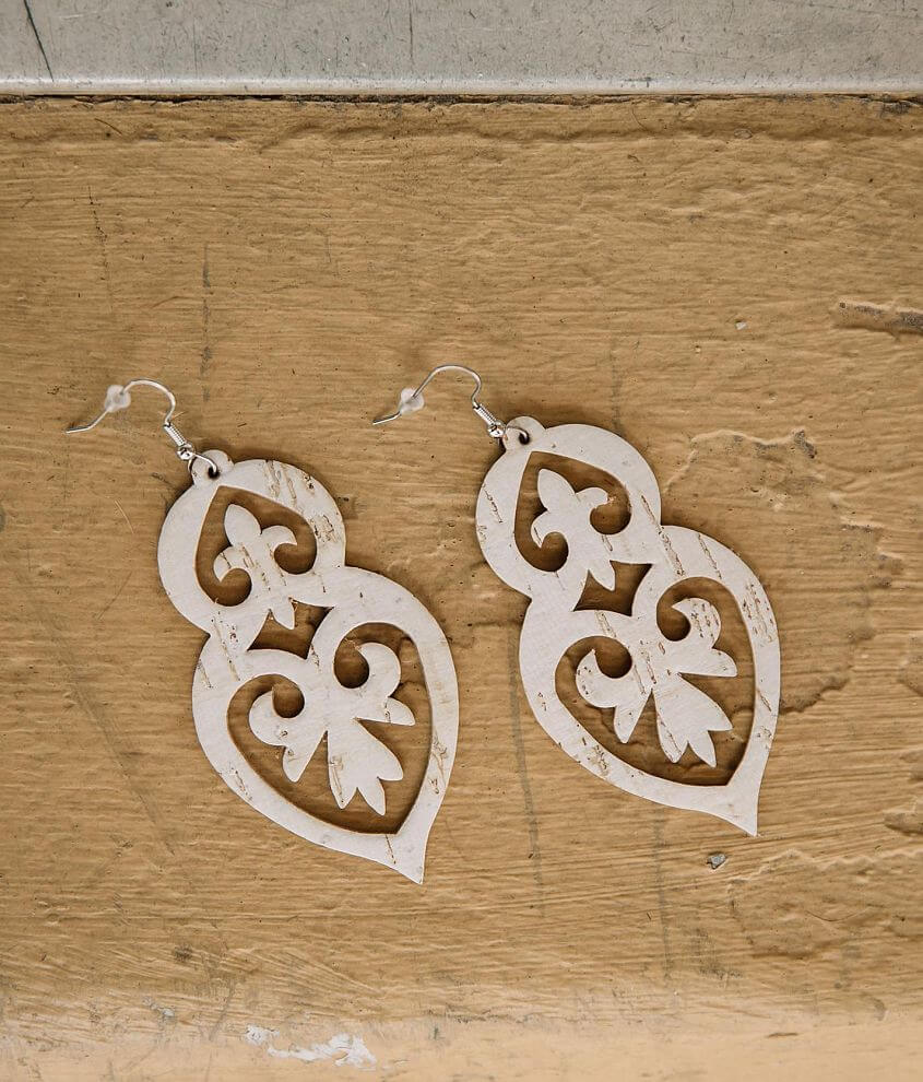 Briar Rose Leather Cut-Out Earring front view