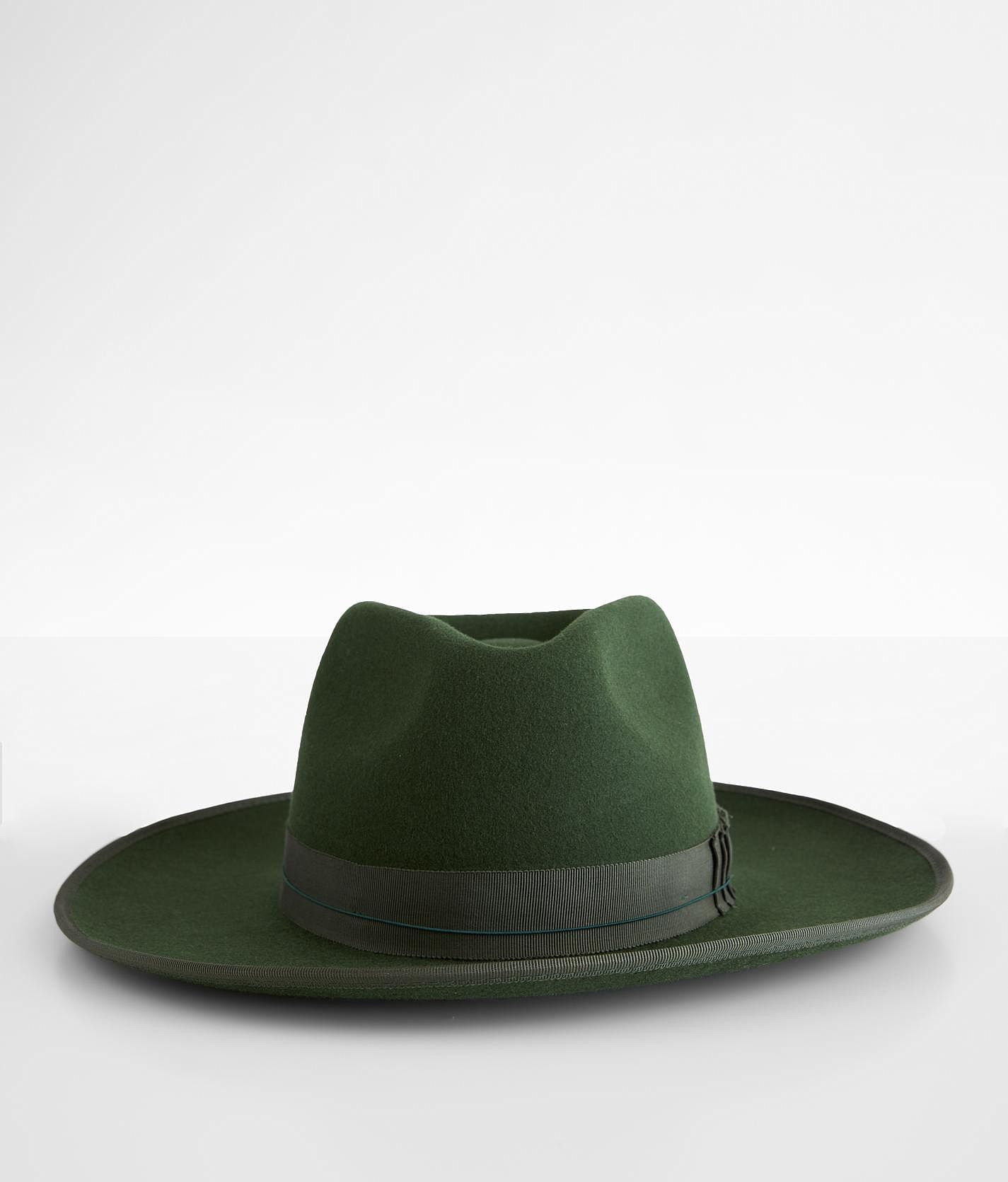 Women’s BCBGMAXAZRIA Emerald Green Wool Fedora Hat Montana fedora in emerald green with vintage silks - Lovely Bird main image 2