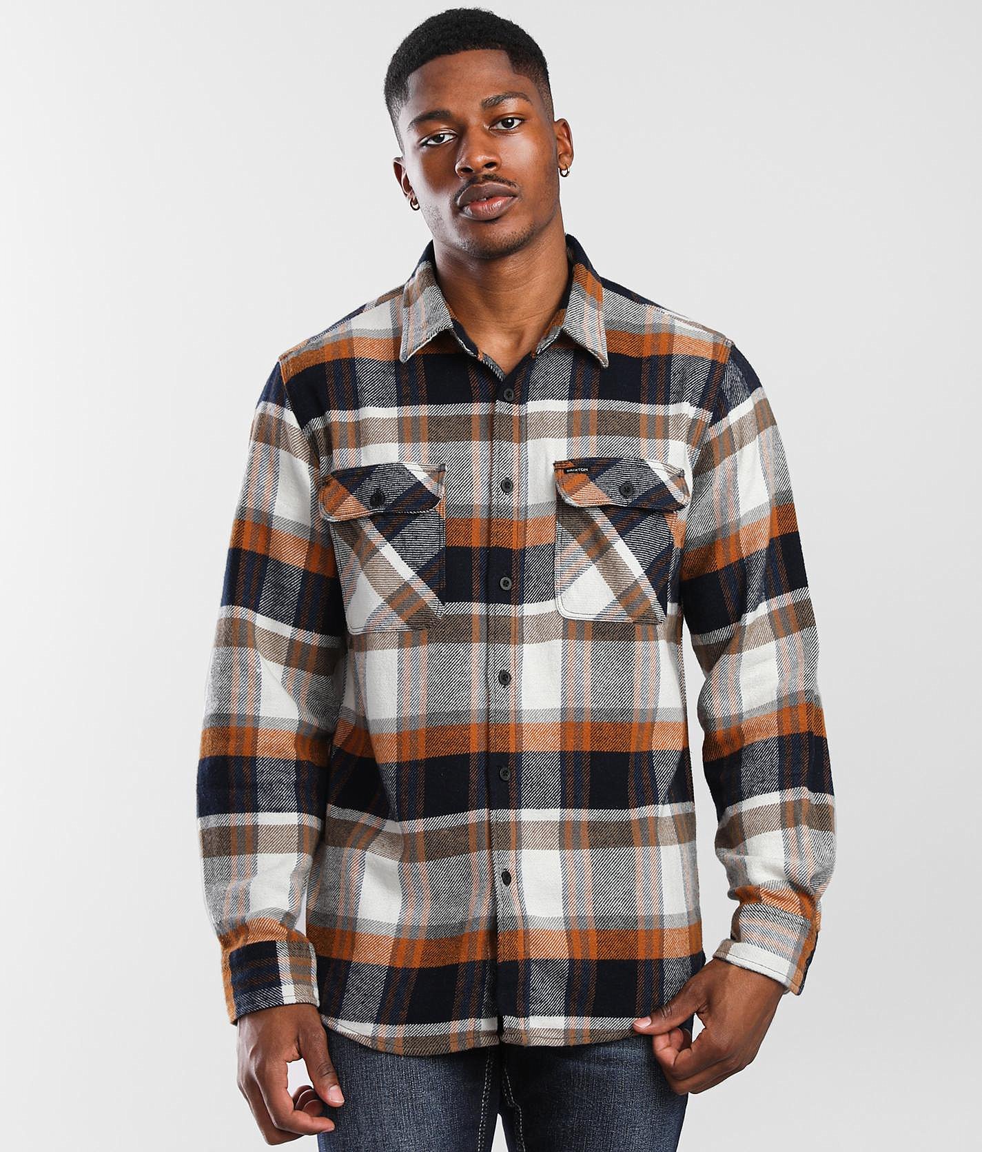 Brixton Bowery Long-Sleeve Flannel Shirt - Men's Joe Blue/Off White