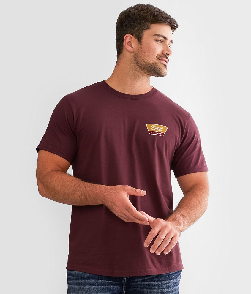 Brixton Linwood T-Shirt - Men's T-Shirts in Mahogany Gold Red | Buckle