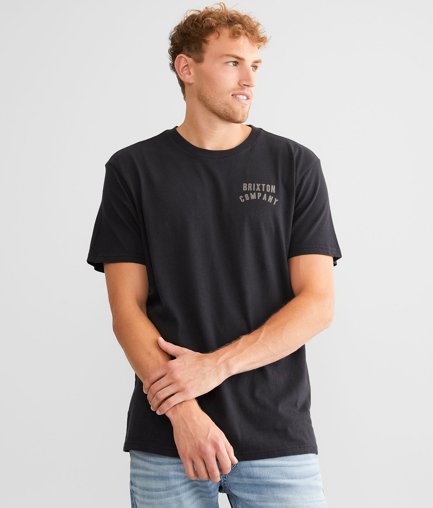 Buckle Black Textured Notch Neck T-Shirt - Men's T-Shirts in Blue