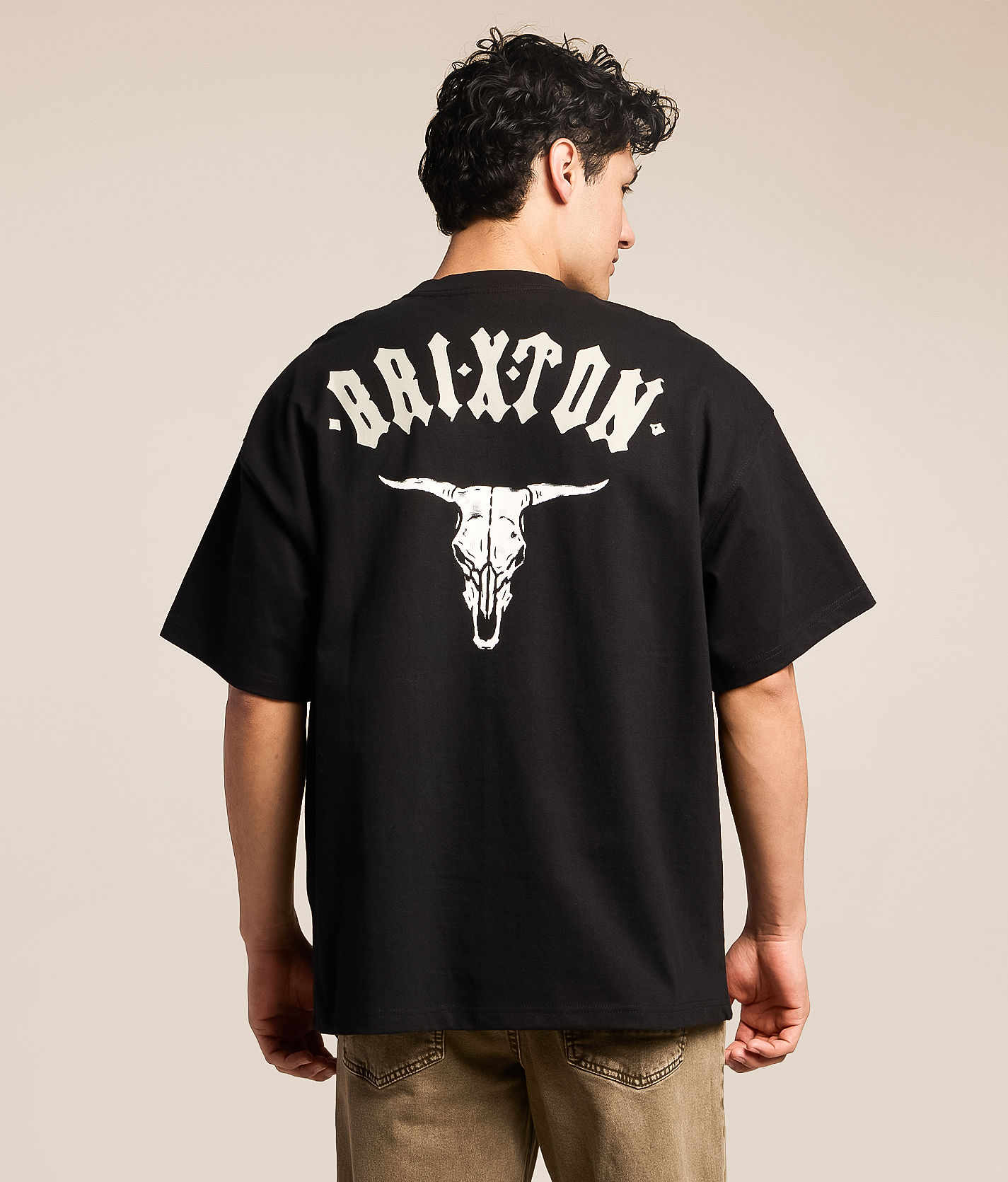 YXNGBRATZ SkullTシャツ Brixton Skull Oversized T-Shirt - Men's Graphic T-Shirts in Black