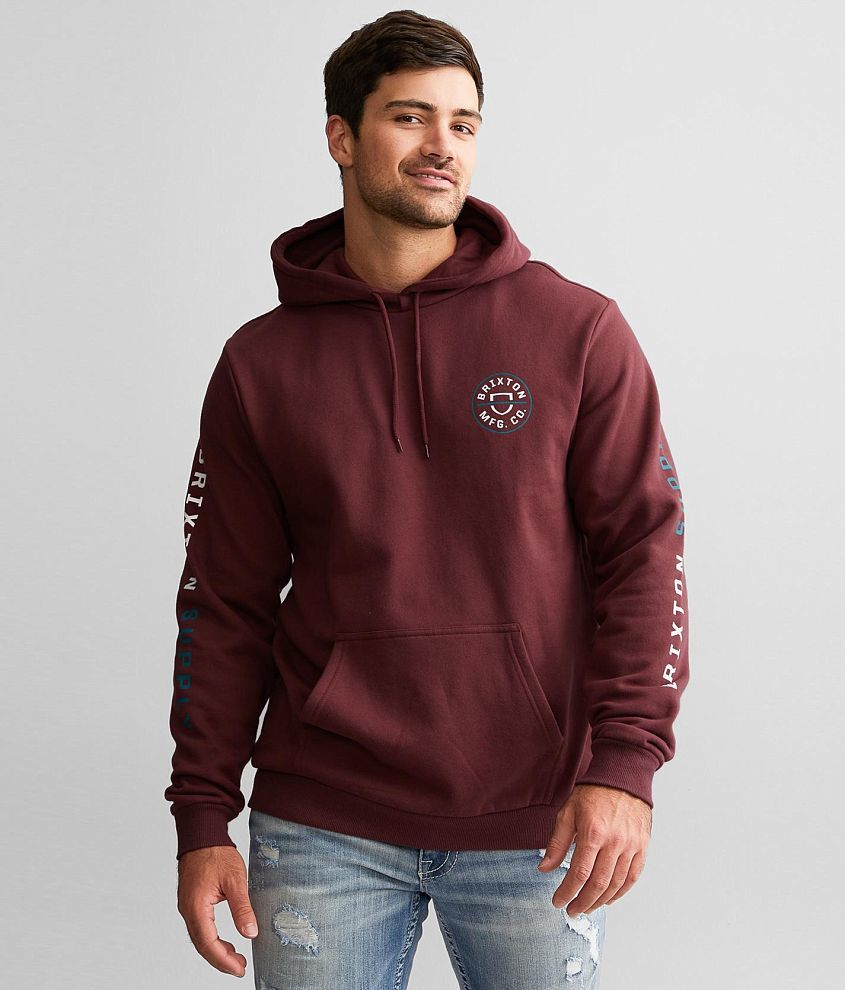 Brixton Crest Hooded Sweatshirt - Men's Sweatshirts in Mahogany Deep ...