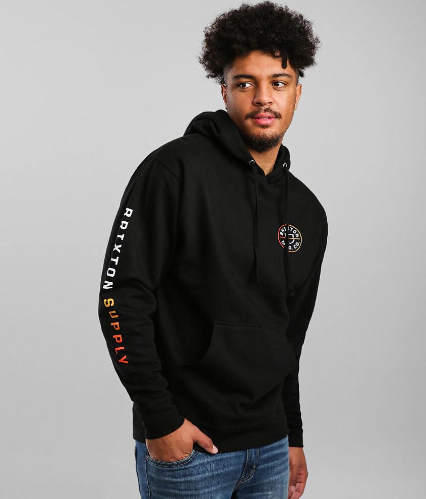 Brixton Crest Hooded Sweatshirt - Men's Sweatshirts in Black Yellow ...