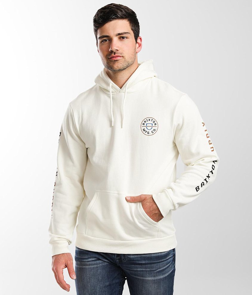 Brixton Crest Hooded Sweatshirt - Men's Sweatshirts in Off White