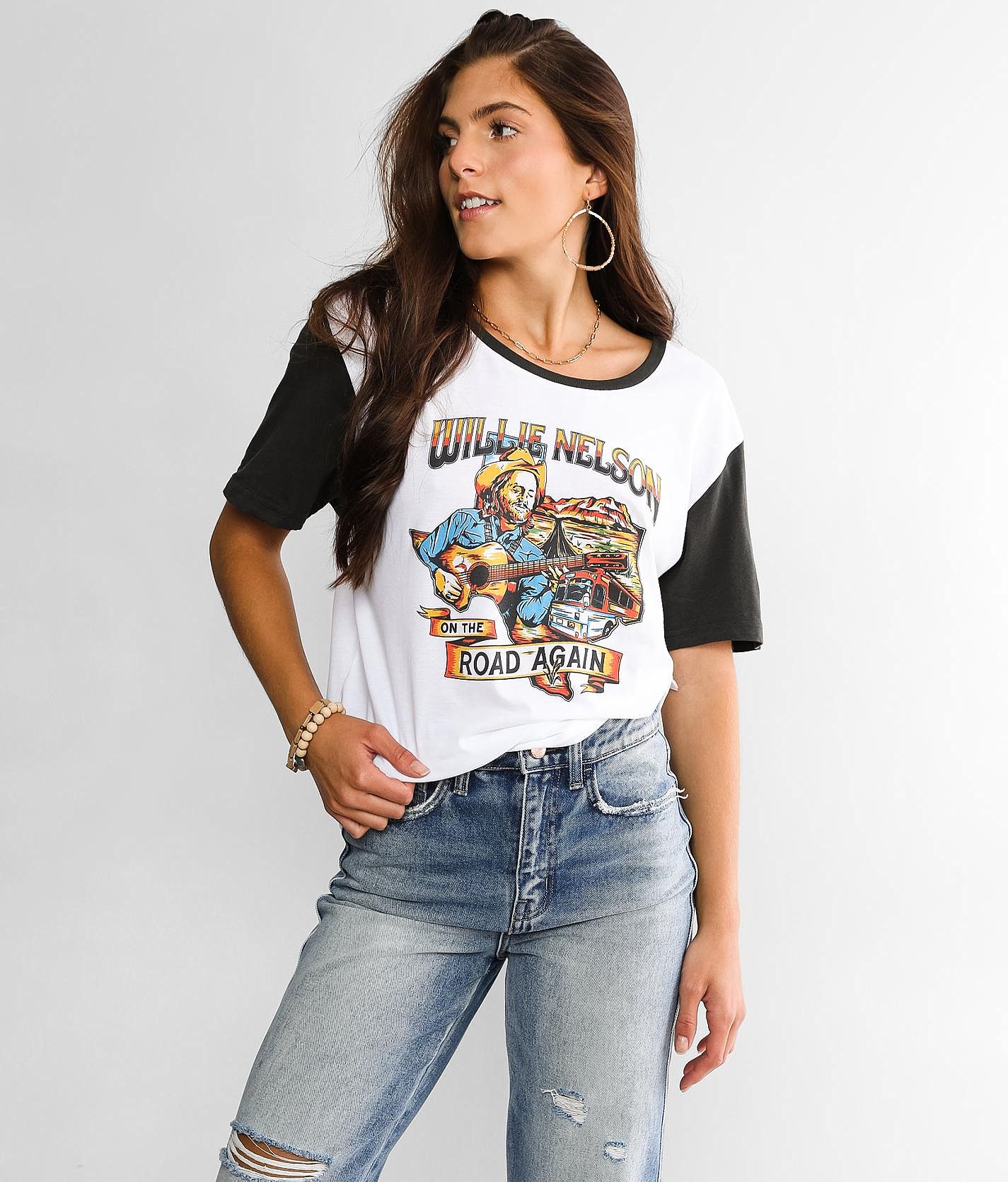 Willie Nelson 【 Bike T-Shirt Womens 】 ファッション レディースファッション トップス Tシャツ カットソー レディース T-Shirt Willie Nelson Women – Eclectic Array - Nevis / Mexico