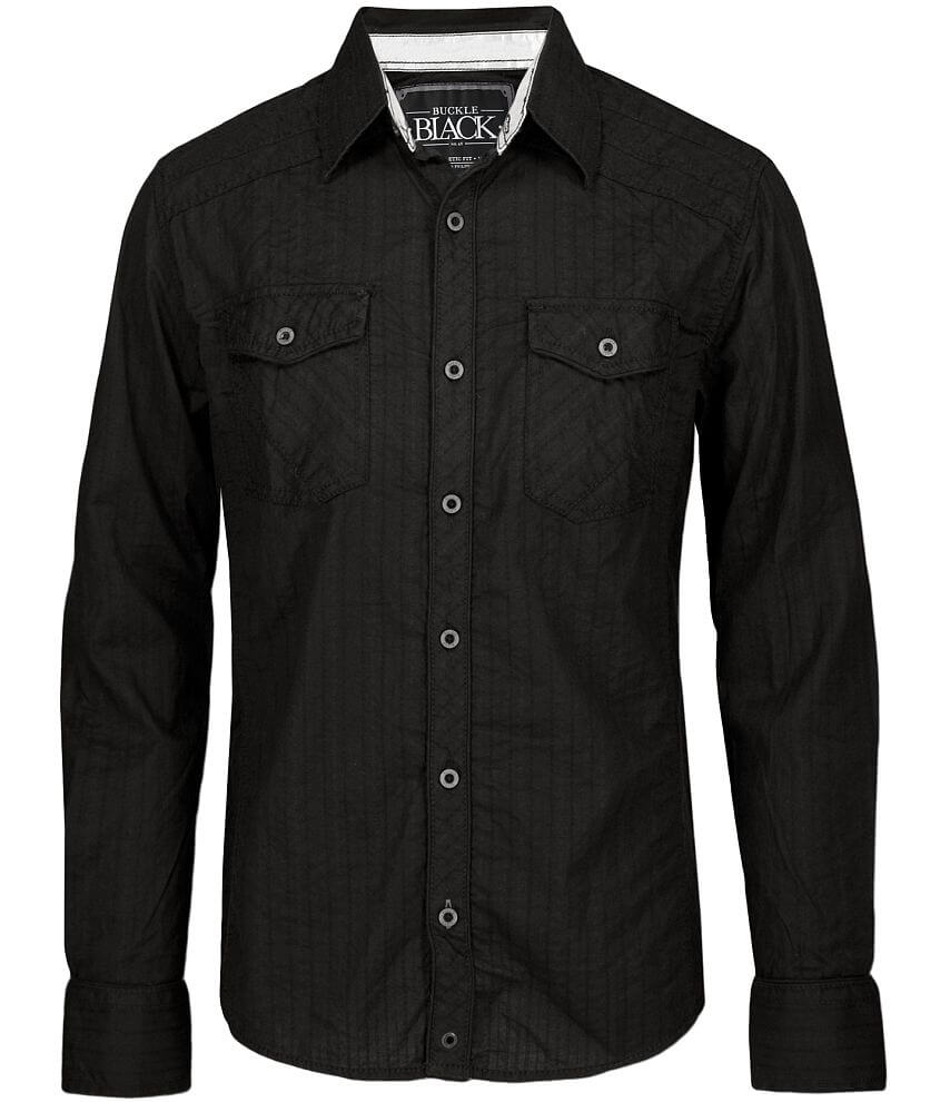 Buckle Black Pinstripe Shirt front view