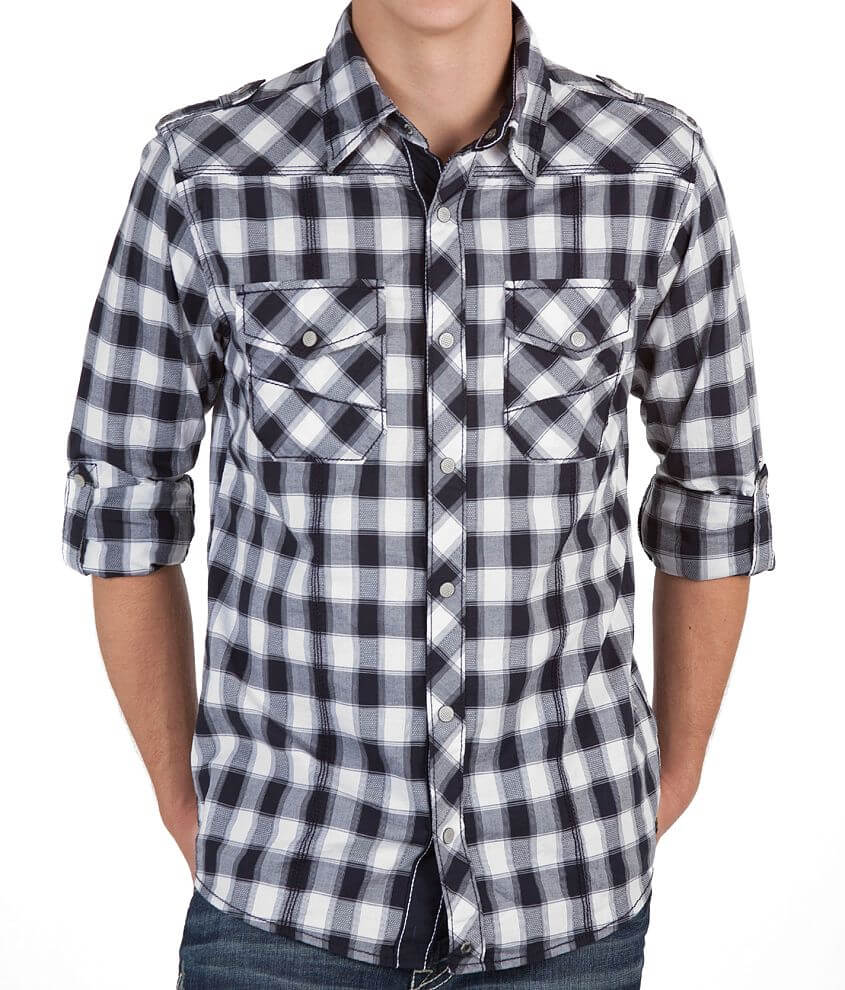 Buckle Black Checkered Shirt front view