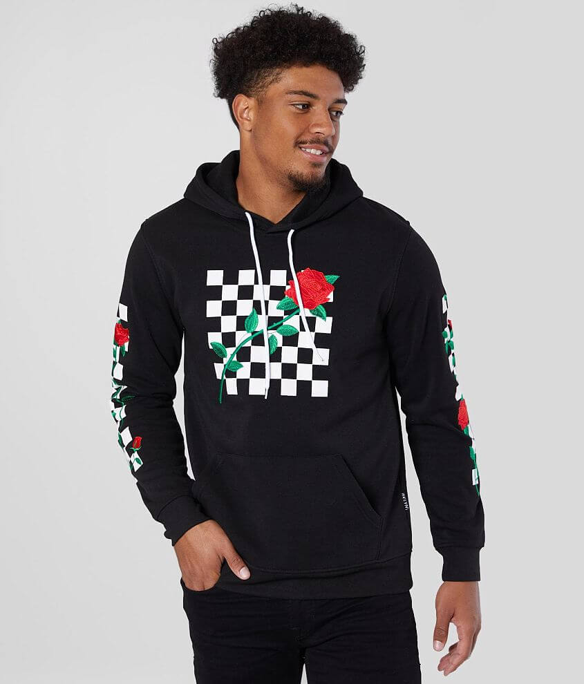 Brooklyn Cloth Checkered Rose Hooded Sweatshirt front view
