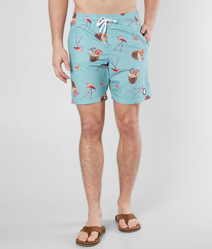 Brooklyn Cloth Pina Colada Flamingo Swim Trunks front view